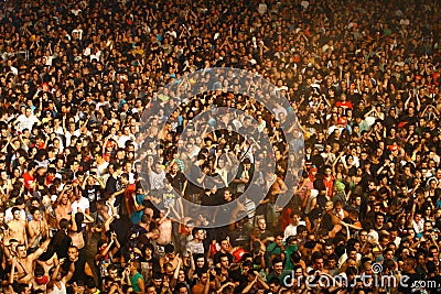 Crowd from the bird`s perspective Editorial Stock Photo