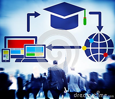 Crowd Business People Education Connection Technology Global Communications Concept Stock Photo