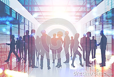 Crowd of business people and skyscrapers Stock Photo