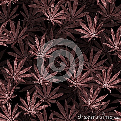 Crowd of Cannabis leaves on black background Cartoon Illustration