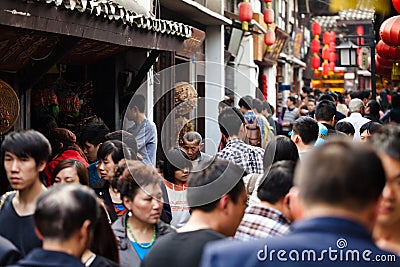 Crowd in Ciqikou ancient town, China Editorial Stock Photo