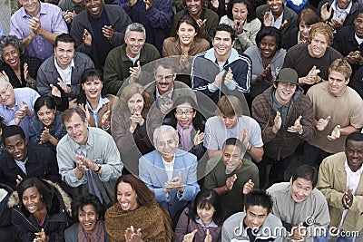 Crowd Clapping At Rally Stock Photo