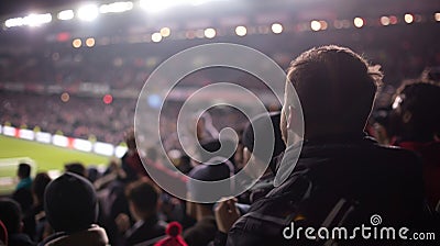 The crowd collectively held their breath in suspense as their team took a crucial penalty kick the tension palpable in Stock Photo