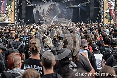 Crowd at a concert of disturbed metal band Editorial Stock Photo