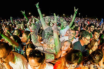 The crowd in a concert at FIB Festival Editorial Stock Photo