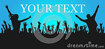 Crowd concert party silhouette vector. Vector Illustration