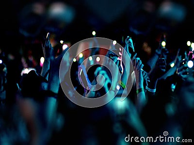 Crowd on a concert stock video. Video of illuminated - 74641627