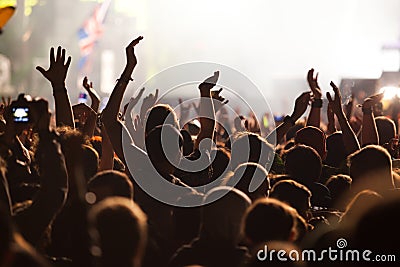 crowd at concert - summer music festival Stock Photo