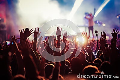 crowd at concert - summer music festival Stock Photo
