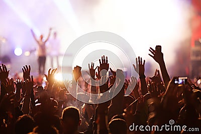 crowd at concert - summer music festival Stock Photo