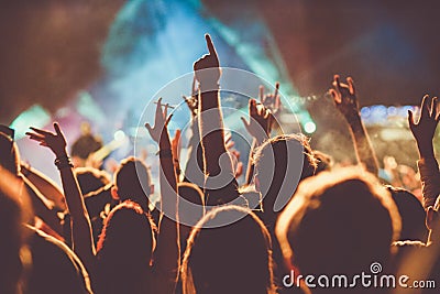 crowd at concert - summer music festival Stock Photo