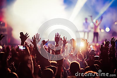 crowd at concert - summer music festival Stock Photo