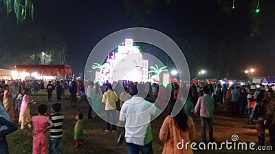 Crowd in fair during Durga puja celebration. Editorial Stock Photo