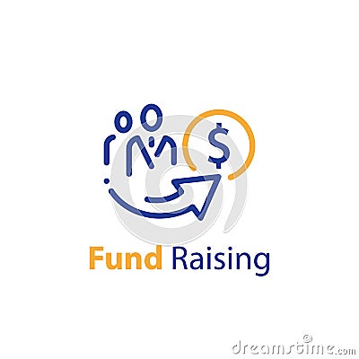 Crowd funding concept, fund raising campaign, venture capital, business grant Vector Illustration