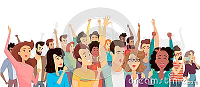 Crowd of Happy People Poster Vector Illustration Vector Illustration