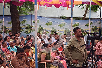 Crowd of Indian people gathered to celebrate a family celebration Editorial Stock Photo