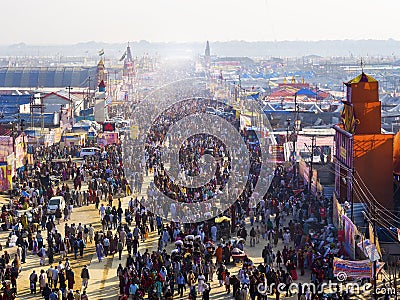 Crowd at Kumbh Mela Festival in Allahabad, India Editorial Stock Photo