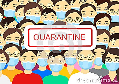 Crowd of masked people Covid-19 concept. Quarantine. 2019-nCoV Novel Corona virus concept banner Stock Photo