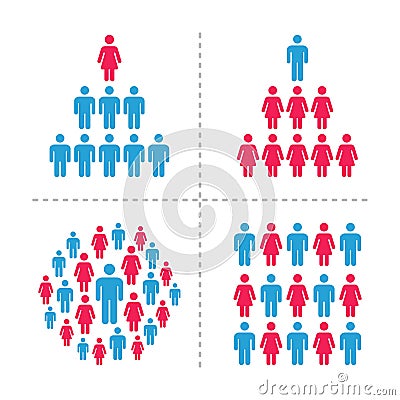 Crowd of men and women icon set Vector Illustration