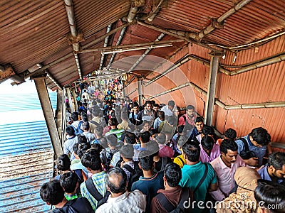 Crowd at Mumbai Local Station Editorial Stock Photo