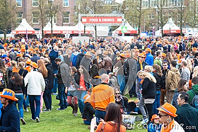 Crowd on museumplein at Koninginnedag 2013 Editorial Stock Photo