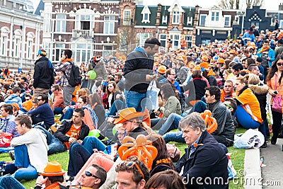 Crowd on museumplein at Koninginnedag 2013 Editorial Stock Photo