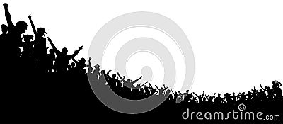 Crowd of people applauded. Sports fans. Fans at the concert. Applause audience. Vector Illustration