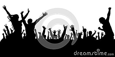 Crowd of people at a concert silhouette. Vector Illustration