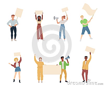 Crowd of protesting people Vector Illustration