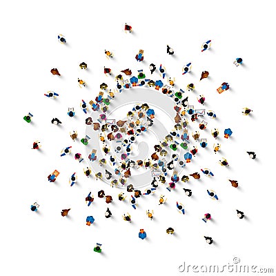 A crowd of people in the form of a question symbol Vector Illustration