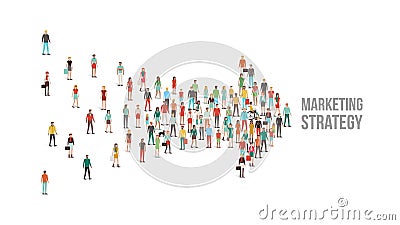 Crowd of people gathered in an arrow shape Vector Illustration