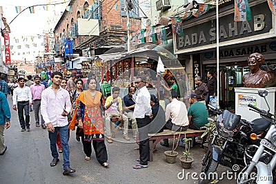 Crowd of people near the New Market, Kolkata, India Editorial Stock Photo