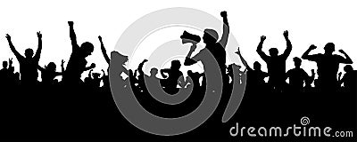 Crowd of people silhouette vector. Speaker, loudspeaker, orator, spokesman. Vector Illustration