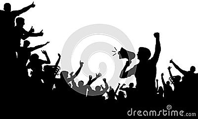 Crowd of people silhouette vector. Speaker, loudspeaker, orator, spokesman. Vector Illustration