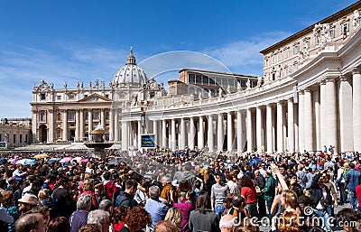 Crowd of people in St. Peters basilica, Vatican Editorial Stock Photo