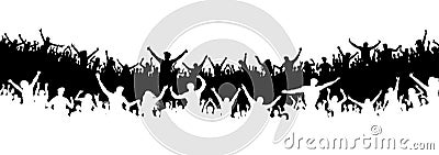 Crowd of people in the stadium. Crowd of sports fans. Silhouette vector. Banner, poster. Vector Illustration