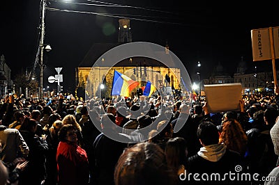 Crowd of people during a street protest Editorial Stock Photo