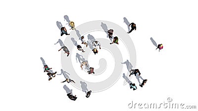 Crowd of people in top-view on white background Stock Photo