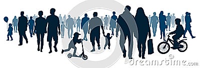 Crowd of people walking people are going. Mob go, meeting event. Vector Illustration