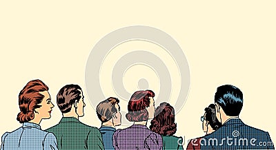 Crowd spectators stand back Vector Illustration