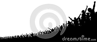 A crowd of sports fans. A crowd of people in the stadium. Silhouette vector Vector Illustration