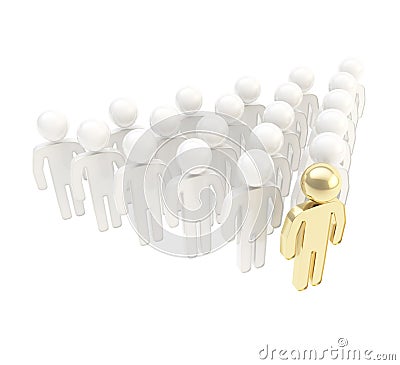 Crowd of symbolic human figures with a leader ahead Stock Photo