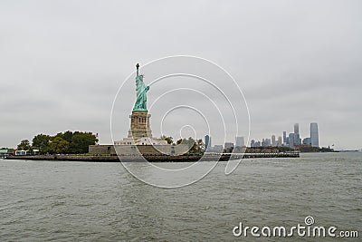 Crowd of tourists visiting Statue of Liberty on Liberty Island Editorial Stock Photo