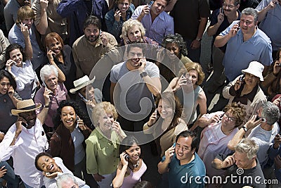 Crowd Using Cell Phones Stock Photo