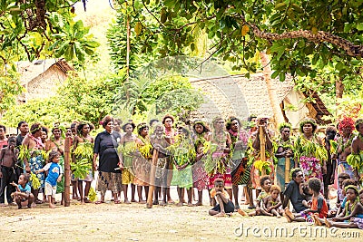 Native tribe, villagers of small Island Utupua, Solomon Island Editorial Stock Photo