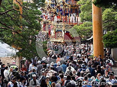 Crowd of visitors at Takayama Autumn Festival, Japan Editorial Stock Photo