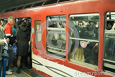 Crowded Buenos Aires Subway Editorial Stock Photo