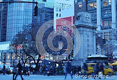 Crowded Busy NYC People Street Midtown Manhattan Evening Scene Rush Hour Editorial Stock Photo