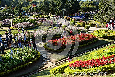 Crowded, Dalat flower park, festival, spring, tourist Editorial Stock Photo