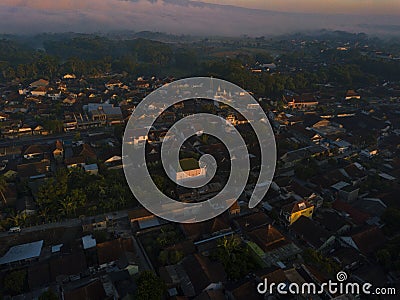 Crowded houses in rural Indonesia at sunrise Editorial Stock Photo